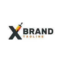 carta x logotipo com pintura escova - alfabeto x com pintura escova logotipo Projeto vetor
