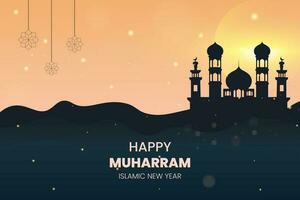 moderno e mínimo muharram ou islâmico Novo ano celebração. ilustração dentro vetor. vetor
