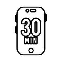 smartphone com ícone de estilo de linha de 30 minutos vetor