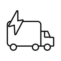caminhão com ícone de estilo de linha de serviço de entrega de raio de energia vetor