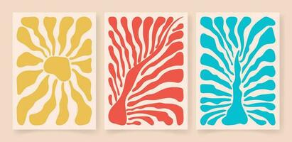 abstrato contemporâneo floral poster definir. botânico arte, orgânico ondulado formas Matisse estilo moderno impressão botânico elemento orgânico formas. vetor ilustração