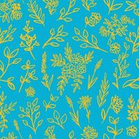 desatado amarelo floral padronizar em azul background.vector ilustração. vetor