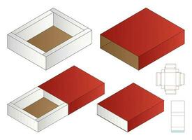 design de modelo cortado de embalagem de caixa. Maquete 3D vetor