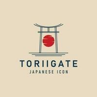 torii portão japonês tradicional linha arte logotipo modelo ícone e símbolo vetor ilustração Projeto