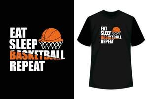 comer dormir basquetebol repetir engraçado basquetebol camiseta vetor