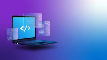 Programas desenvolvimento codificação conceito, programação computador portátil ui vetor