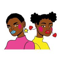 casal de garotas afro moda estilo pop art vetor