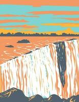 victoria cai ou mosi-oa-tunya do a zambeze rio wpa arte deco poster vetor
