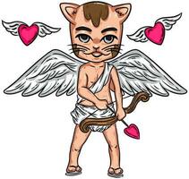 ilustração vetor cupido gato