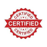 carimbo de borracha grunge certificado. ilustração vetorial no fundo branco. pictograma de selo certificado de conceito de negócio. vetor