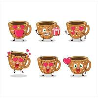 café biscoitos desenho animado personagem com amor fofa emoticon vetor