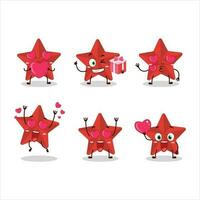 Novo vermelho estrelas desenho animado personagem com amor fofa emoticon vetor