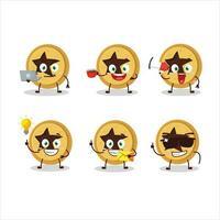 pão Estrela desenho animado personagem com vários tipos do o negócio emoticons vetor