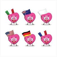 amor Rosa Natal desenho animado personagem trazer a bandeiras do vários países vetor