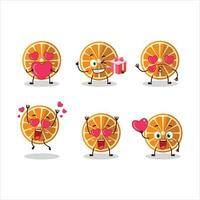 Novo laranja desenho animado personagem com amor fofa emoticon vetor