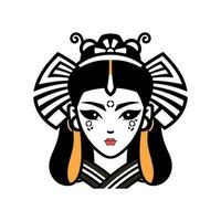 abraço a beleza e mística do japonês cultura com uma desenhado à mão gueixa menina ilustração, ideal para cativante logotipo desenhos com uma toque do tradição vetor