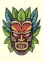 capturar a essência do tribal arte com uma desenhado à mão de madeira tiki mascarar logotipo. Está rústico charme e cultural significado faço isto uma se destacarem escolha para seu marca vetor
