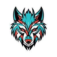 Lobo cabeça mão desenhado logotipo Projeto ilustração vetor