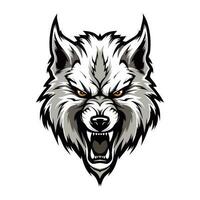 intrincado Lobo cabeça mão desenhado logotipo Projeto ilustração. cativante e poderoso símbolo do força e resiliência vetor