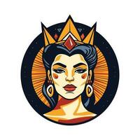 rainha Princesa chicano menina mão desenhado logotipo Projeto ilustração vetor