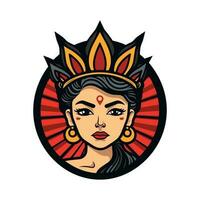 chicano menina mão desenhado logotipo Projeto artístico representação do chicano orgulho e identidade. rico dentro simbolismo, isto ilustração transmite herança, beleza, e fortalecimento vetor