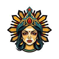 rainha menina logotipo Projeto ilustração uma fusão do arte e cultura, capturando a espírito e resiliência do a chicano comunidade. audacioso, capacitar, e visualmente impressionante vetor