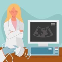 diagnóstico de ultrassom ginecologia vetor
