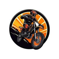 motocross logotipo cavaleiros dentro motor vetor grampo arte ilustração