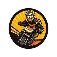 motocross logotipo cavaleiros dentro motor vetor grampo arte ilustração