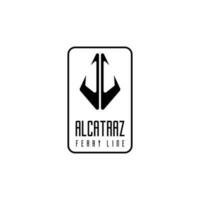 Alcatraz balsa linha logotipo. criativo oceano cruzeiro navio ícone logotipo Projeto vetor ilustração náutico Navegando barco