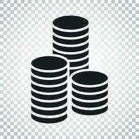 moedas pilha vetor ilustração. dinheiro empilhado moedas ícone dentro plano estilo. simples o negócio conceito pictograma.