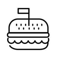 ícone de estilo de linha de fast food de hambúrguer vetor