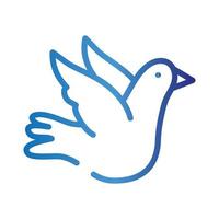 ícone de gradiente voador da pomba da paz vetor