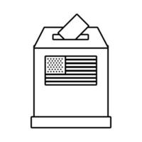 bandeira das eleições dos EUA no ícone de estilo de linha de urna eleitoral vetor