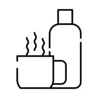 ícone de estilo de linha de xícara de café e garrafa térmica vetor