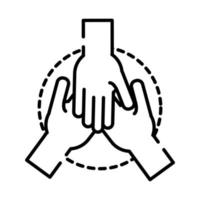ícone de estilo de linha de mãos em equipe vetor