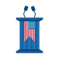 bandeira das eleições dos EUA no ícone de estilo simples do pódio do discurso vetor