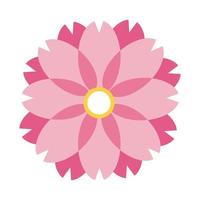 ícone de estilo plano de flor rosa e amarela decorativa de meados do outono vetor