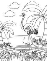 animal coloração página para crianças- avestruz coloração página para crianças vetor