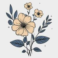 flor ilustrações com fino haste vetor