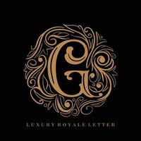 carta g luxo real círculo enfeite logotipo vetor