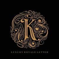 carta k luxo real círculo enfeite logotipo vetor