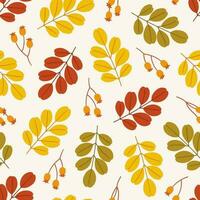 Outono padrão sem emenda com folhas e grãos. vetor