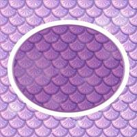 modelo de moldura oval em fundo roxo de escamas de peixe vetor