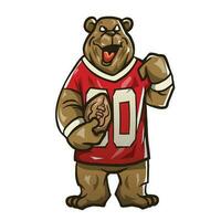 Urso mascote Como uma americano futebol jogador vetor