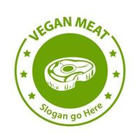 vegetariano carne Prêmio logotipo. plantar Sediada carne logotipo. vetor