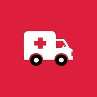 vetor ilustração do a ambulância, branco carro, vermelho emergência sinal, saúde transporte