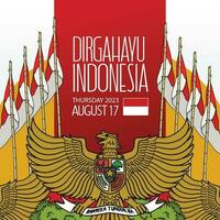 Selamat hari kemerdekaan Indonésia. tradução feliz indonésio independência dia ilustração social meios de comunicação postar vetor