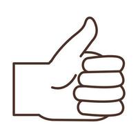 linguagem gestual gesto com a mão indicando o ícone da linha de aprovação vetor