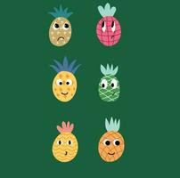 grande conjunto fofa desenho animado personagens frutas. vetor